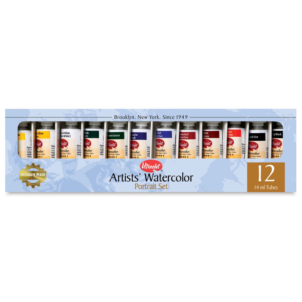 Utrecht Artists' Watercolor Paint - Set of 12, Portrait Colors, 14 ml tubes